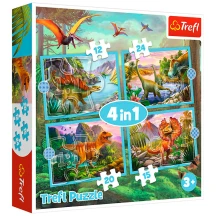 Пазли Trefl ( 4 в 1) "Унікальні динозаври", 28,5 х 20,5 см, 4+ 34609