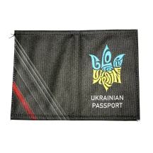 Обкладинка на паспорт №3  "Ukrainіan Passport", жовто-бакитний напис, чорна 18803