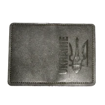 Обкладинка ID -1 "Ukraine Тризуб", екошкіра, тиснення, чорний 27679