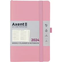 Щотижневик датований Axent 2024 Partner Soft Skin, 125 х 195 мм, на гумці, пудровий 8509-24-24-A