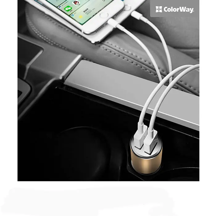 Адаптер автомобільний Colorway 2USB 2.1A з кабелем 1,2м. CW-CHA004-WT — фото 5
