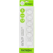 Мережевий фільтр Patron 1,8 m 5 розеток чорний SP-1052 — фото 2