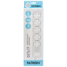 Сетевой фильтр Patron 3 m 5 розеток черный SP-1653 — фото 2