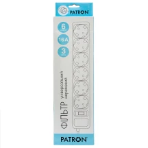 Сетевой фильтр Patron 3 м, 6 розеток, черный SP-1663 — фото 3