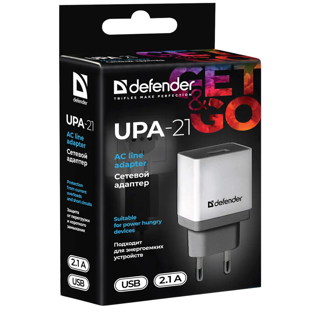 Мережевий зарядний пристрій Defender 1x USB, 5V/2.1A EPA-10 — фото 3