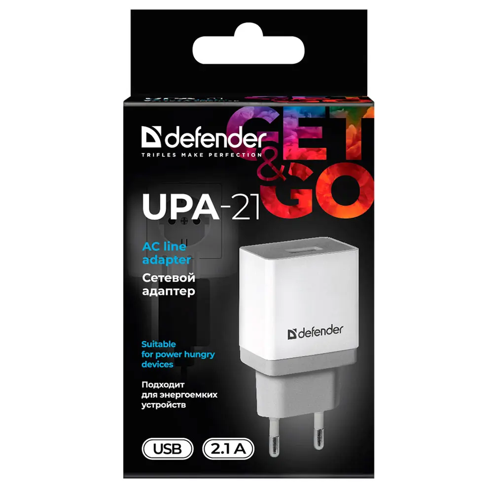 Мережевий зарядний пристрій Defender 1x USB, 5V/2.1A EPA-10 — фото 4