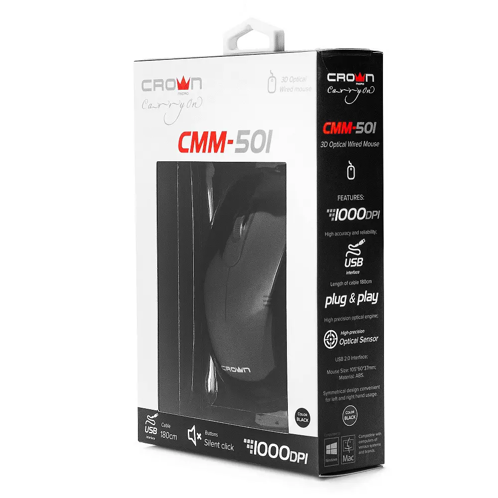 Мишка оптична Crown USB CMM-501 — фото 5