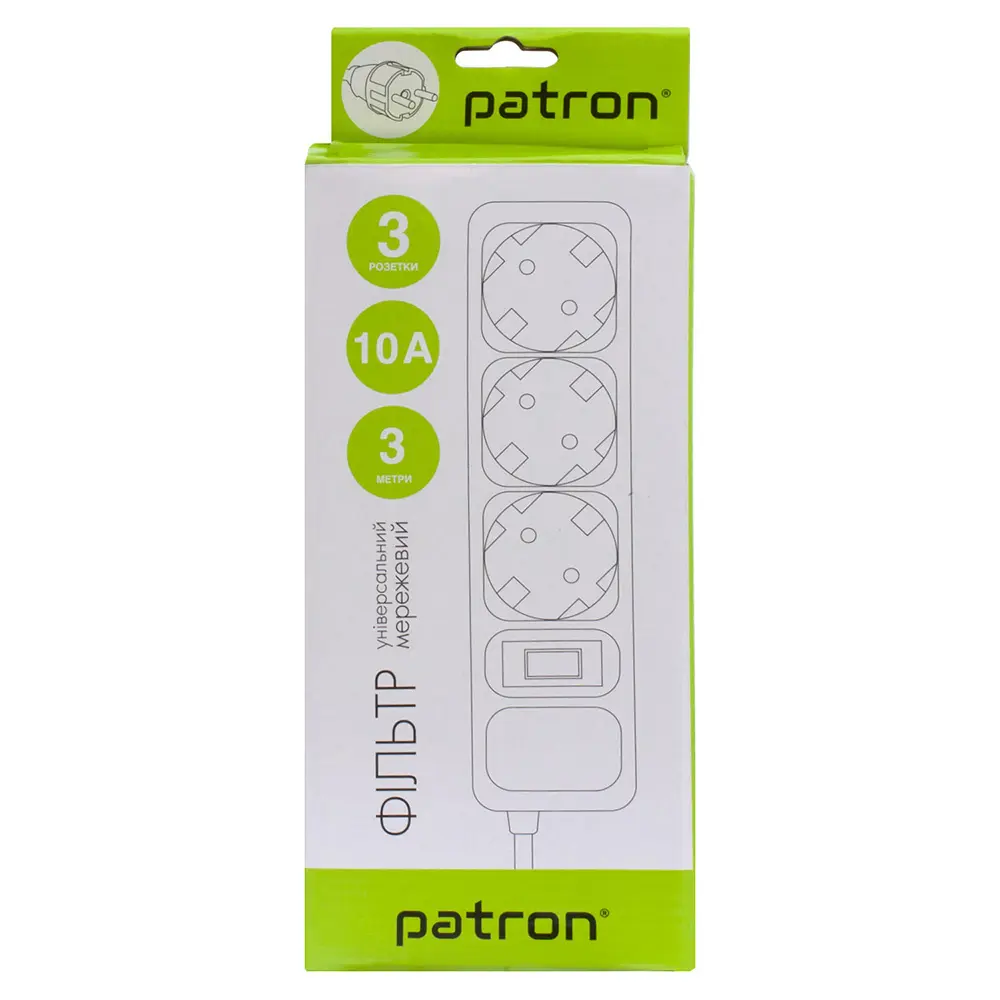 Сетевой фильтр Patron 3 m 3 розетки черный SP-1033 — фото 2