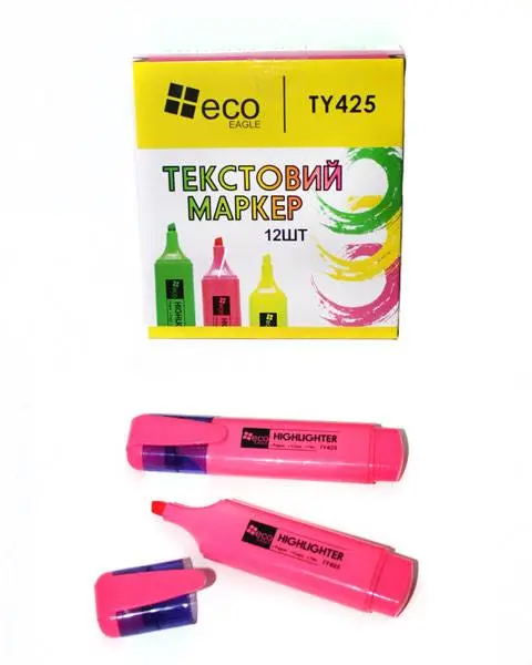Маркер текстовий Eco-Eagle  скошений пишучий вузол, колір рожевий TY425 — фото 2