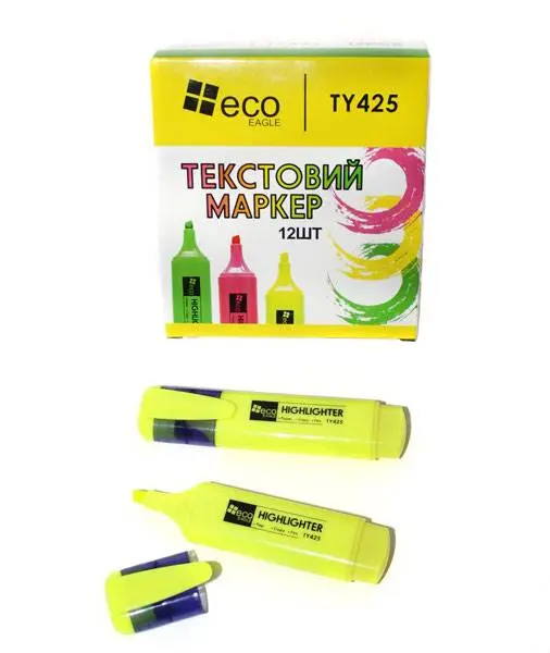 Маркер текстовий Eco-Eagle скошений пишучий вузол, колір жовтий TY425 — фото 2