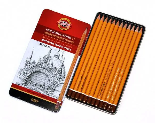 Набір чорнографітних олівців Koh-I-Noor 1500 Art 8B-2H, 12 штук 1502.II — фото 2