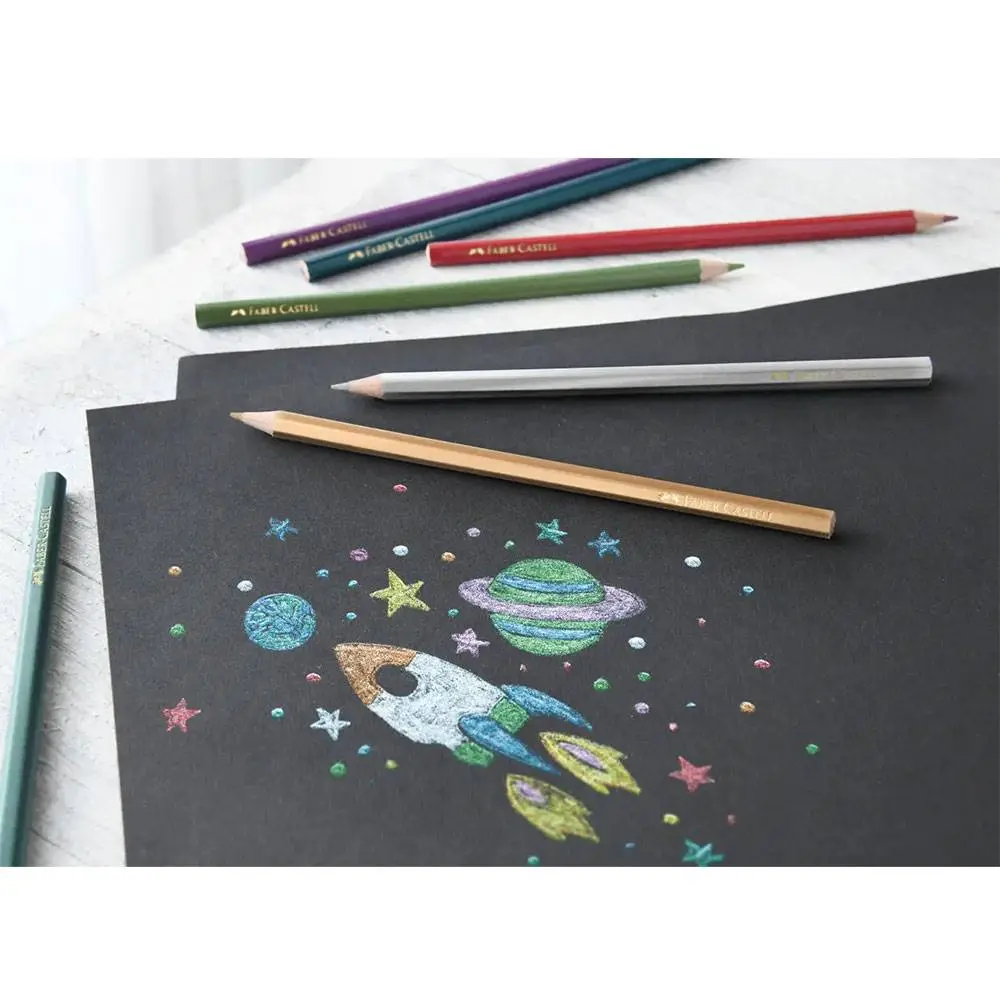 Олівці кольорові Faber-Castell Metallic 10 кольорів, картона коробка 201583 — фото 2