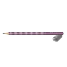 Олівець чорнографітний Faber-Castell Grip Sparkle, тригранний, корпус бордовий, з блиском 118215