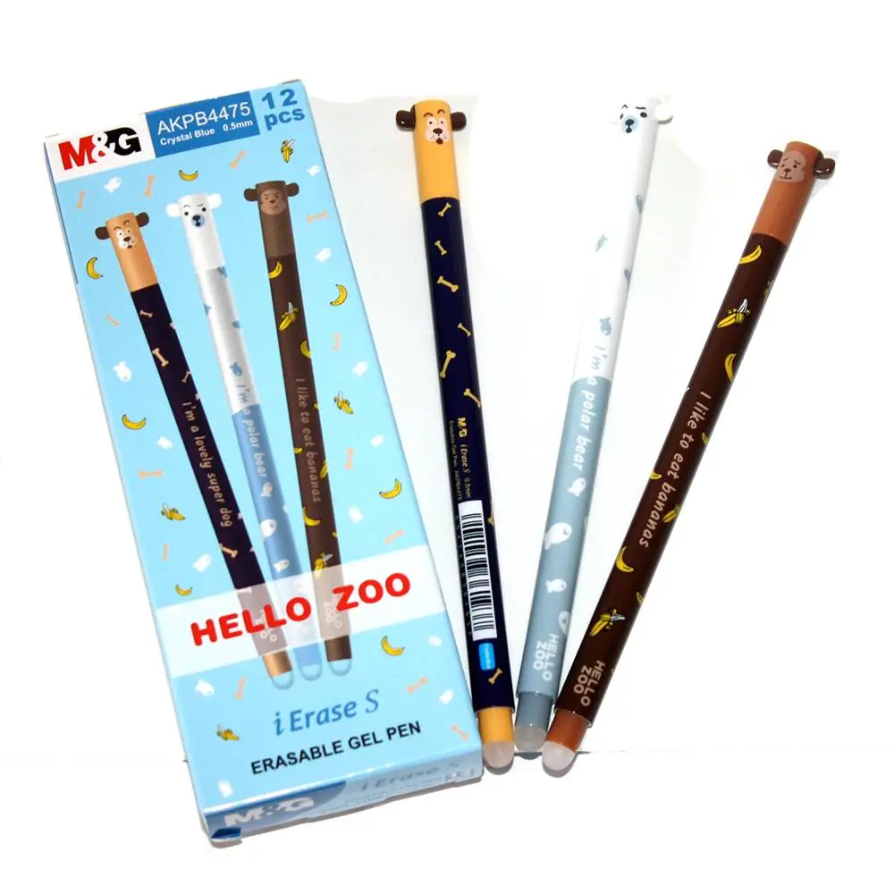 Ручка Пиши - Стирай синяя M&G гелевая Hello Zoo "Самостирающаяся" 0,5 мм AKPB4475-Blue — фото 2