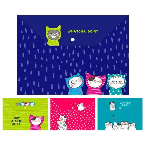 Папка-конверт А4 M&G “So Many Cats”, на кнопку, непрозрачная ассорти ADM929FM — фото 5