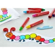 Воскові олівці - крейда Faber-Castell 12 кольорів, тригранні, Jumbo, пластиковий пенал 120011 — фото 2