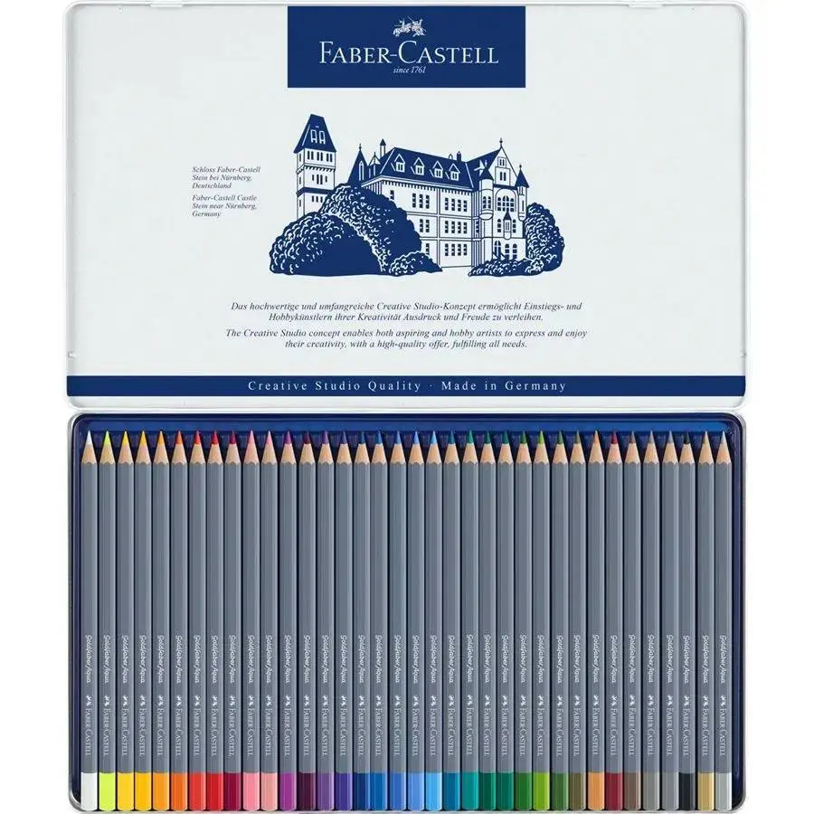 Карандаши акварельные цветные Faber-Castell Goldfaber 36 цветов, металлическая коробка 114636 — фото 2