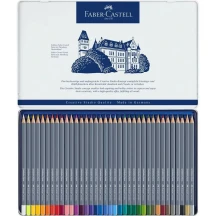 Карандаши акварельные цветные Faber-Castell Goldfaber 36 цветов, металлическая коробка 114636 — фото 2