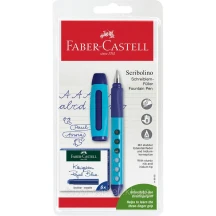 Ручка Faber-Castell для правши перьевая А + 6 картриджей, синяя 149802