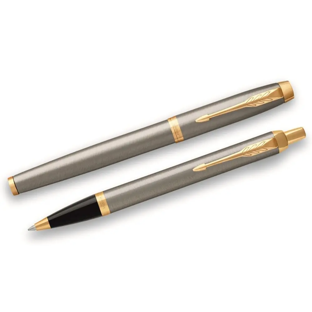 Набір ручок Parker IM Brushed Metal з позолотою, ролер + кулькова, в подарунковій упаковці 22 292b19 — фото 2