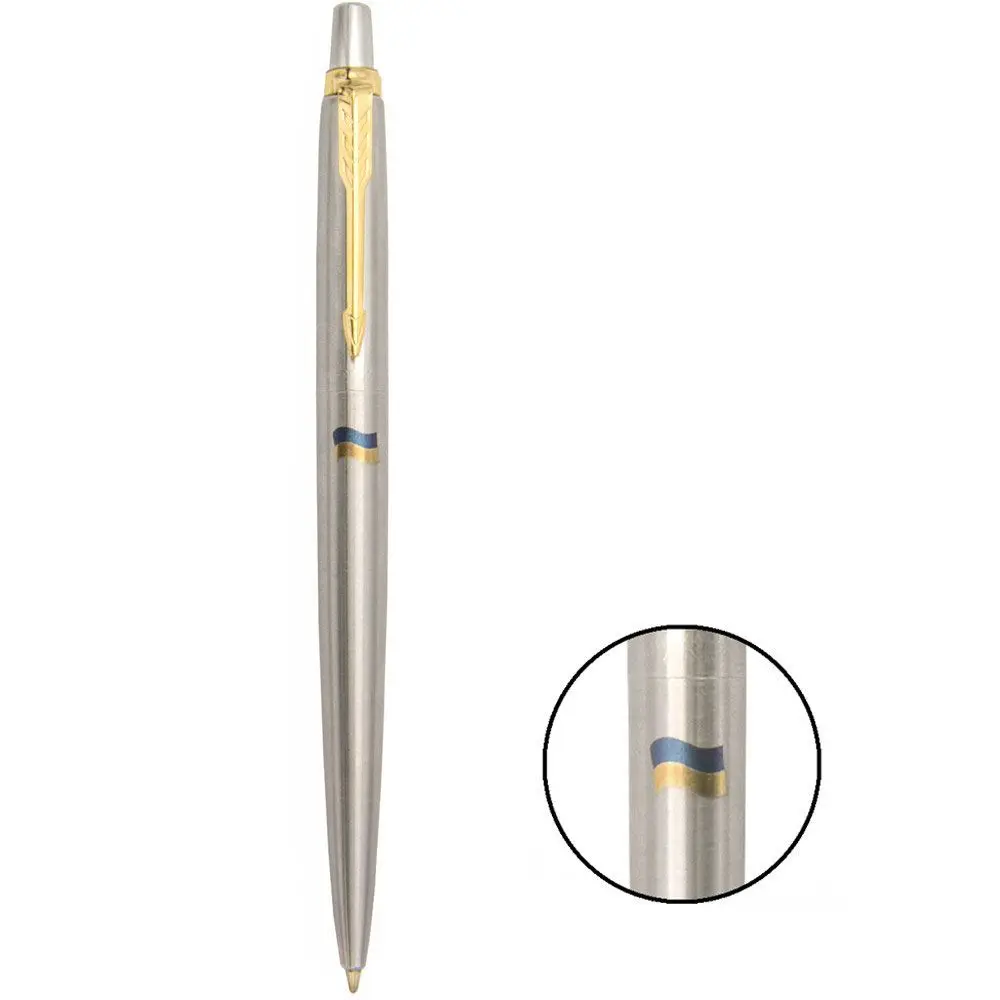 Ручка Parker Jotter стальна з позолотою кулькова, Прапор України 16 032_T008c — фото 2