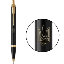 Ручка Parker, Паркер IM Black, кулькова. чорний корпус із позолотою Тризуб прозорий 22032_T010y