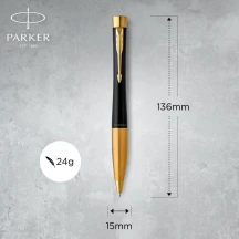 Ручка Parker Urban Muted Black з позолотою Тризуб, кулькова 30035_T001y — фото 3