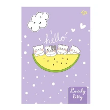 Блокнот 4Profi А6, 32 аркуші "Lovely Kitty", білий блок, клітинка, асорті 904648,55,62,79