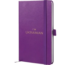 Книга записна Axent Partner "Ukrainian" 125 х 195 мм, 96 аркушів, клітинка, на гумці, пурпурна 8201-17-2-A