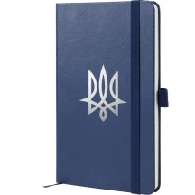 Книга записна Axent Partner "Tryzub" 125 х 195 мм, 96 аркушів, клітинка, на гумці, синя 8201-02-6-A