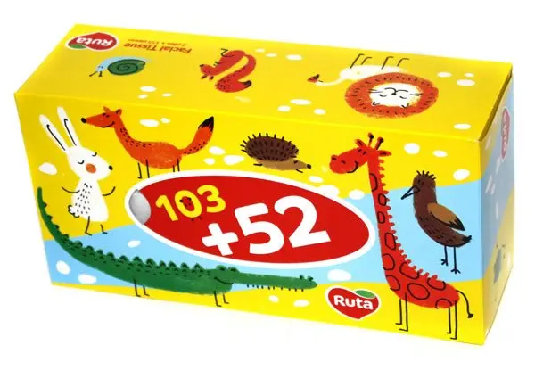 Серветки косметичні RUTA KIDS 155 штук пенал 116.01.025 — фото 2