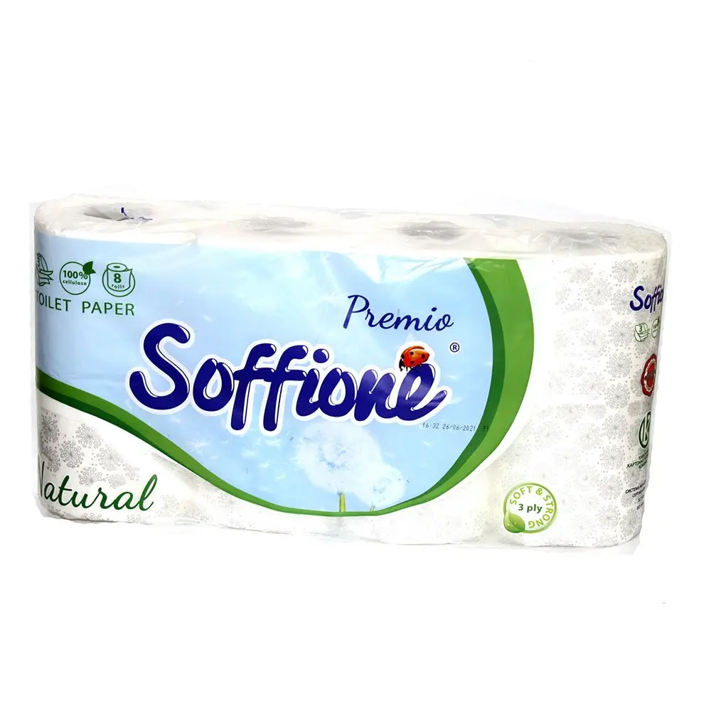 Туалетний папір ТМ SOFFIONE Family pack 3 шари, 8 штук в упаковці — фото 3