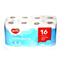 Туалетний папір RUTA Pure White  3 шари, білий, 16 штук
