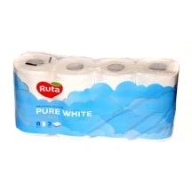 Туалетний папір ТМ RUTA Pure White 3 шари, білий, 8 штук