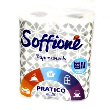 Рушники паперові SOFFIONE Menu 2 шари, 2 рулони в упаковці, відривні, на гільзі, колір білий