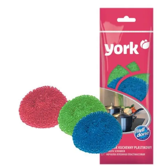 Губка скребок YORK для посуду, пластикова, 3 штуки в упаковці 001010 — фото 3