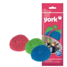 Губка скребок YORK для посуду, пластикова, 3 штуки в упаковці 001010 — фото 3