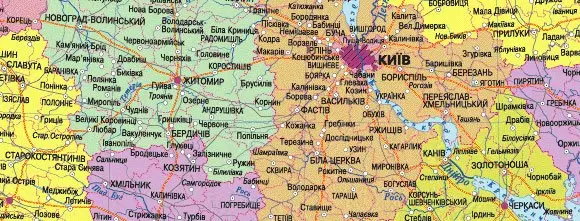 Карта України - адміністративний поділ М1 : 2 350 000, 65 х 45 см, картон, ламінація — фото 2
