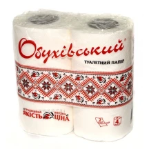 Туалетний папір ОБУХІВСЬКИЙ 2 шари, 4 штуки в упаковці, колір білий