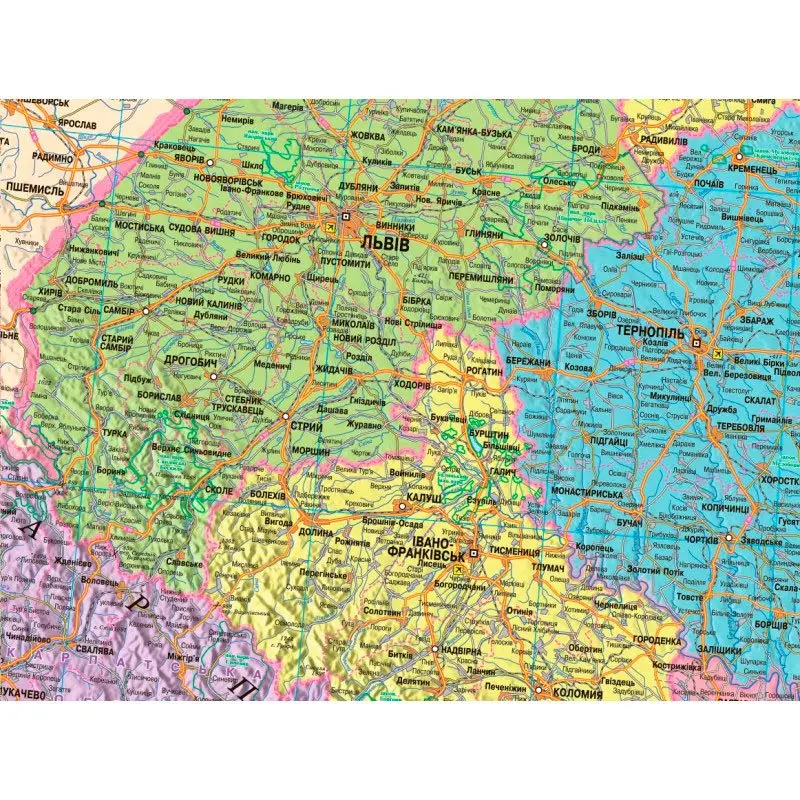 Карта Украины - административное деление М1 : 1 250 000, 105 х 77 см, картон, ламинация — фото 2