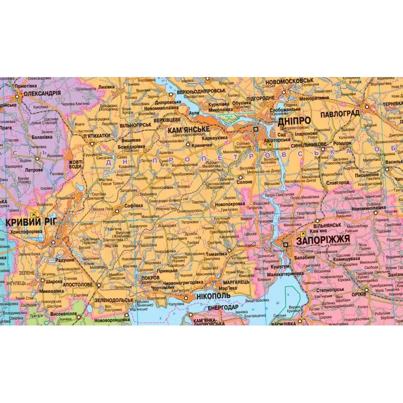 Карта України - адміністративний поділ М1 : 1 250 000, 105 х 75 см, картон, ламінація, планки — фото 2