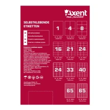 Етикетки самоклеючі A4 Axent 4 етикетки 105 х 148,5 мм, 100 аркушів 2461-A — фото 2