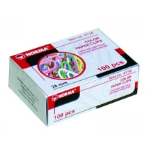 Скріпки прямі Norma 28 мм, 100 штук, PVC кольори в асортименті 4734