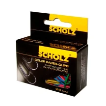 Скріпки прямі Scholz 28 мм, 100 штук, PP, кольори в асортименті 4755SCH