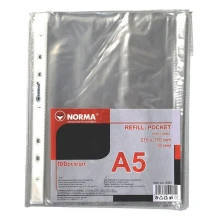 Файл А5 Norma 30 мкм прозорий, PP 100 штук 5021
