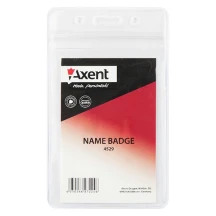 Бейдж Axent вертикальний, 54 х 82 мм, прозорий, замок zip lock 4529-А