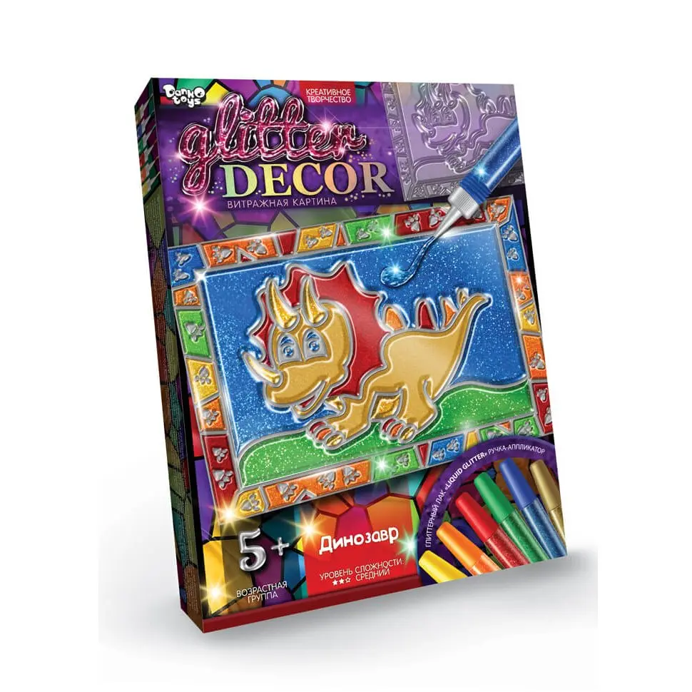 Набір креативної творчості Danko Toys "Glitter Decor" вітражна картина, 5+ GD-01-01U...06U — фото 2