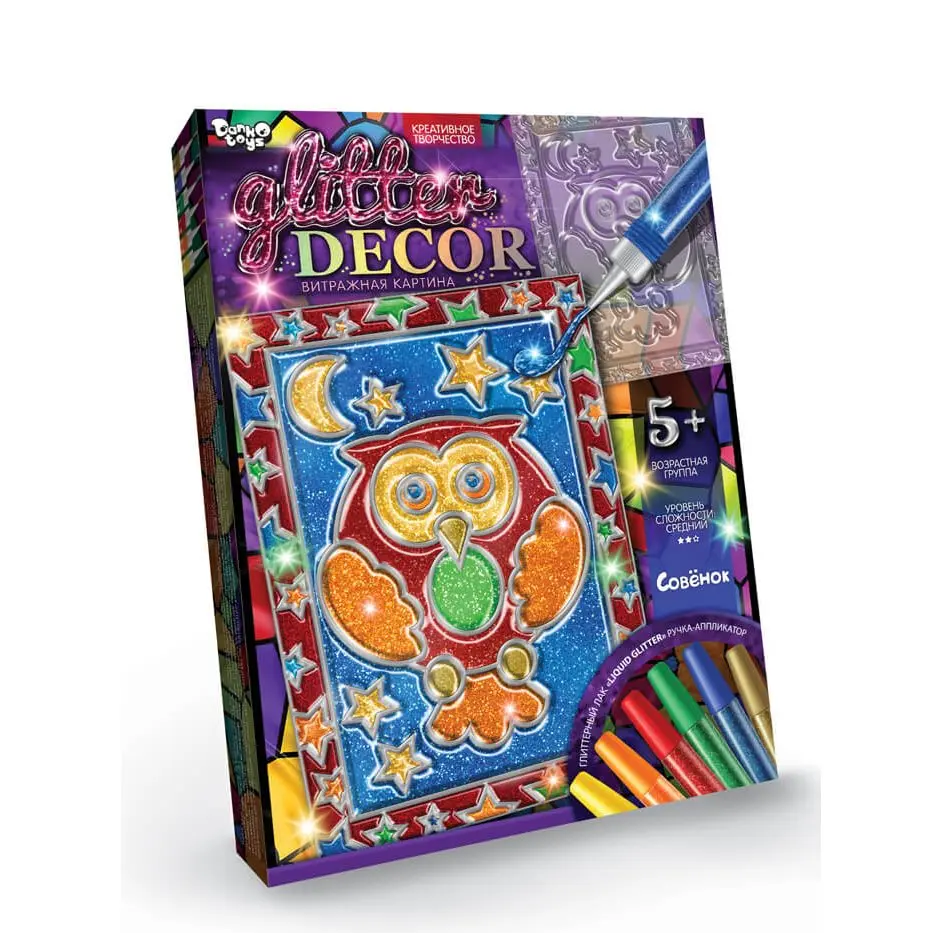 Набір креативної творчості Danko Toys "Glitter Decor" вітражна картина, 5+ GD-01-01U...06U — фото 3
