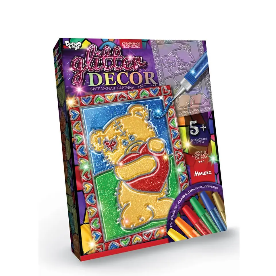 Набір креативної творчості Danko Toys "Glitter Decor" вітражна картина, 5+ GD-01-01U...06U — фото 5