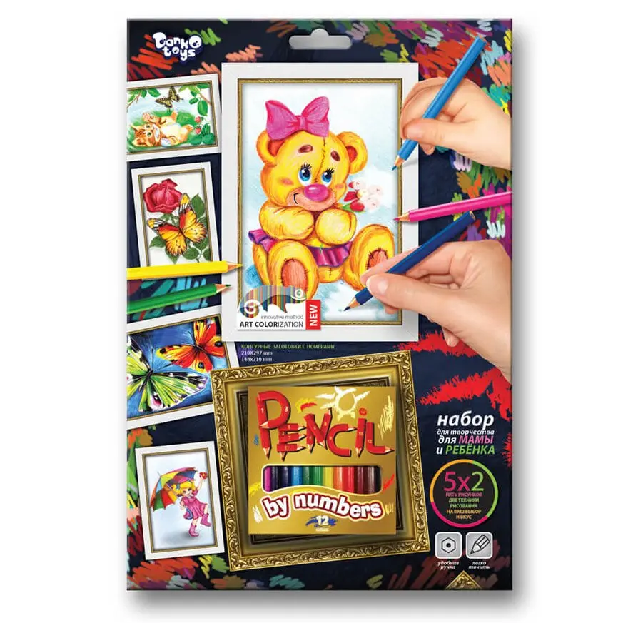 Набір креативної творчості Danko Toys "Pencil by numbers", олівці, 12 кольорів PBN-01-01...10 — фото 6